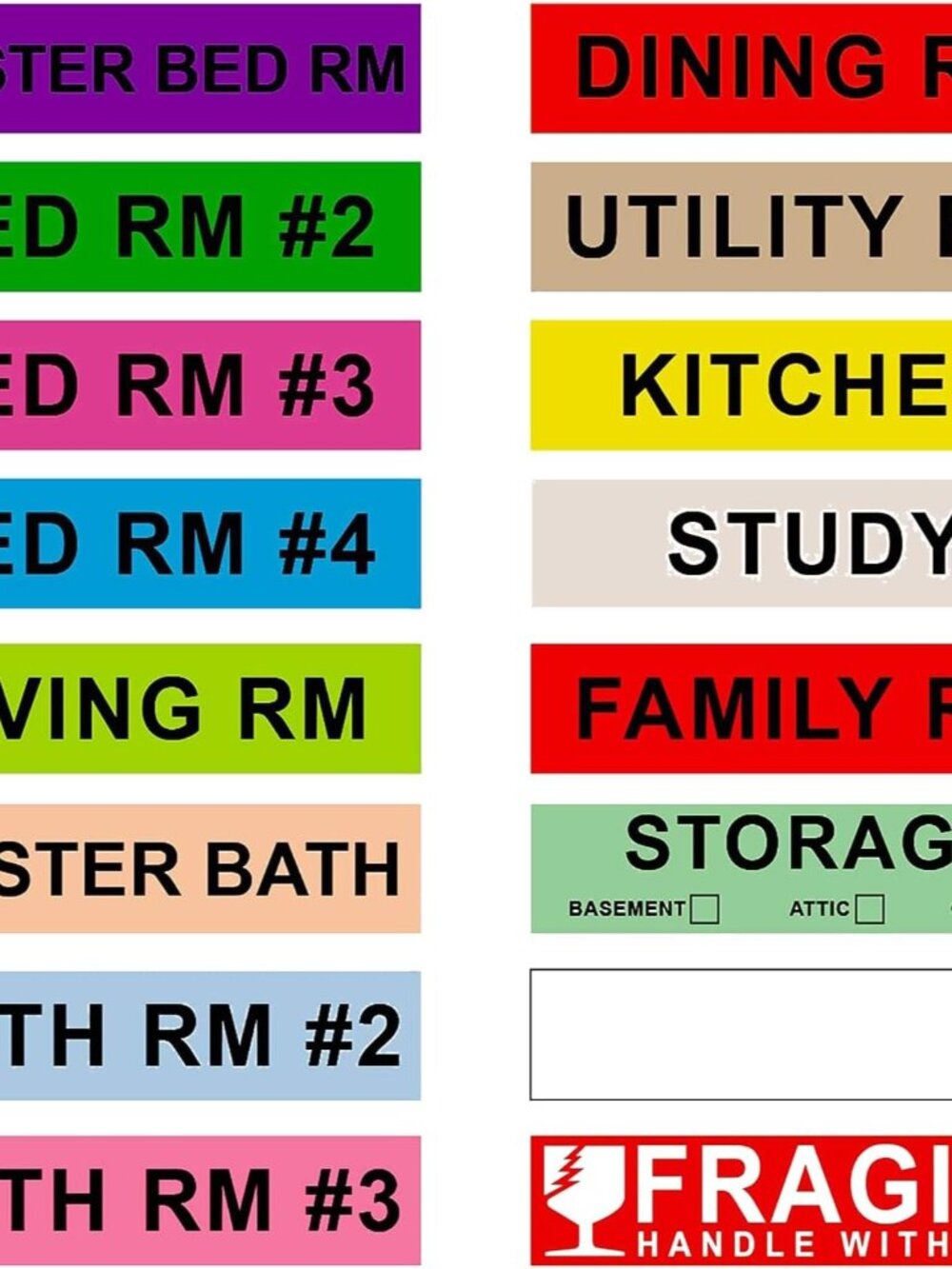 16 Rolls 960 PCS Moving Labels, 1''x4.5'' Color Coded Stickers